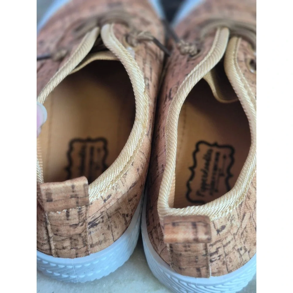 Pipperdoodles Kids‎ Cork Print Low Top Sneakers Tan White Size 13 Toddler Earthy